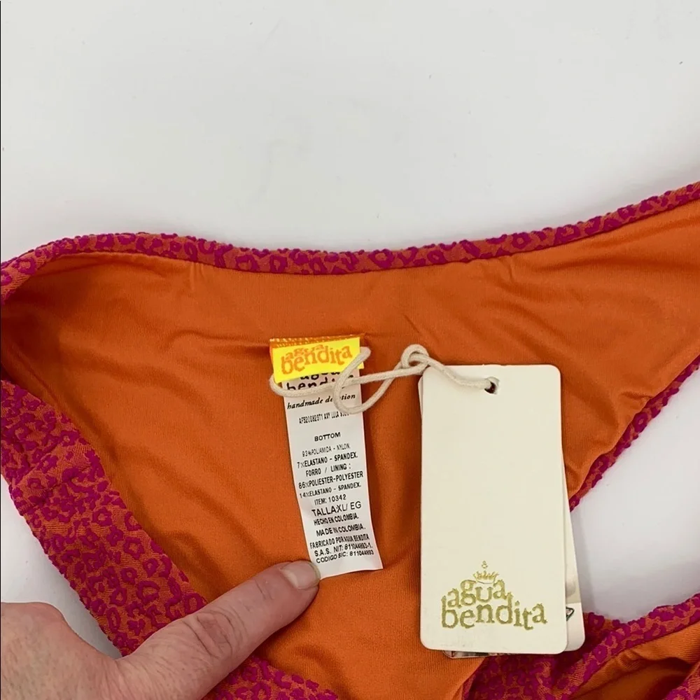 Agua Bendita Avy Lula swim bikini bottom pink high cut low rise new XL X-Large
